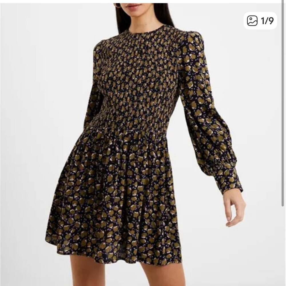 French Connection Ingrid Collette Smocked Crepe Dress